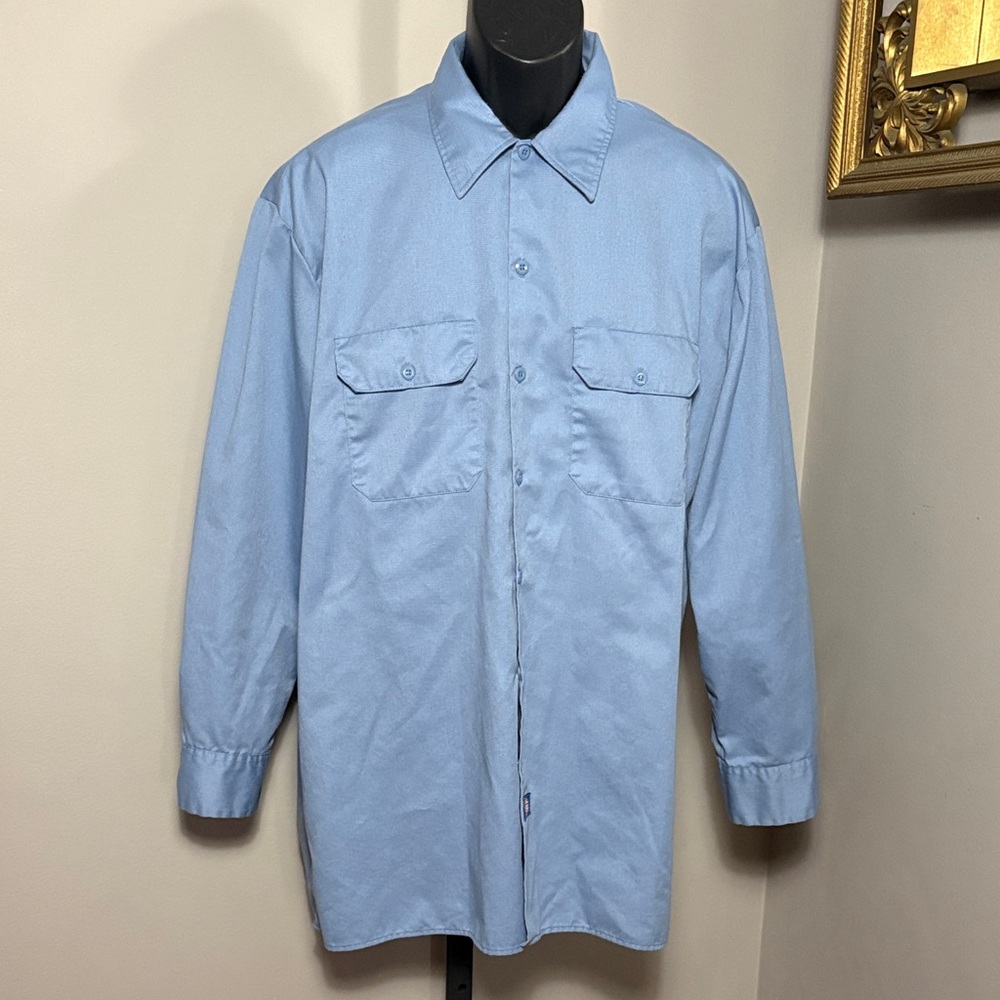Dickies VINTAGE XL Baby Blue Work Shirt Button Down